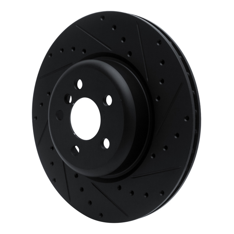 BMW 330e Brake Rotor (1) - Rear Right - R1 Concepts - Drilled & Slotted - Black - `16-`25